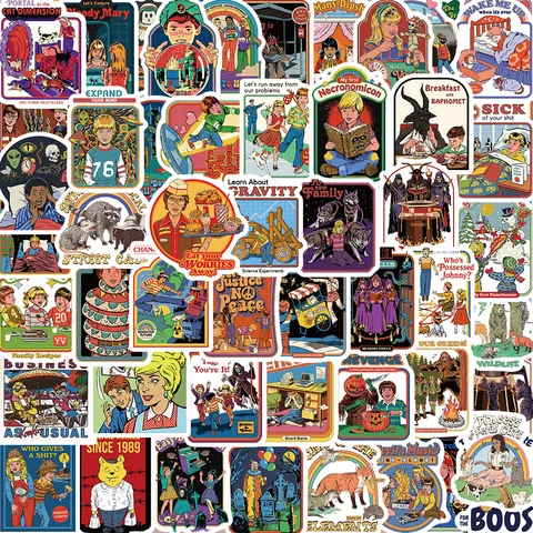 Autocollants Doodle Fantôme Rétro Stickers PVC Imperméables Pack Style Horreur Mignon Pour Ordinateur Portable Bouteille d'Eau
