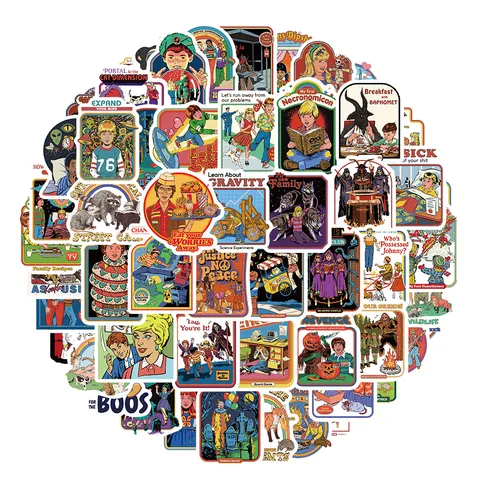 Autocollants Doodle Fantôme Rétro Stickers PVC Imperméables Pack Style Horreur Mignon Pour Ordinateur Portable Bouteille d'Eau