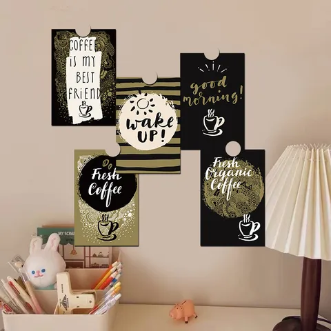 Vintage Coffee Theme Decorative Cards Black Gold Aesthetic Wall Art Postcards For Bedroom Living Room And Office Decor