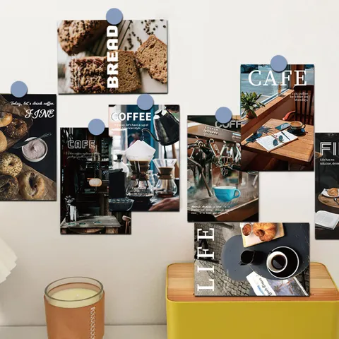 Aesthetic Coffee Theme Decorative Wall Art Postcards Paper Prints For Dormitory Living Room Bedroom Home Decor
