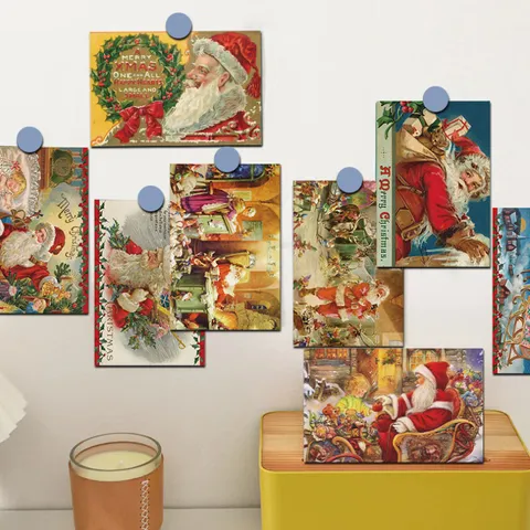 Vintage Santa Claus Decorative Cards Wall Postcards Christmas Room Wall Art Prints
