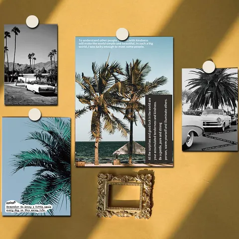Scenic Decorative Cards Postcards Vintage Landscape Art Pictures Wall Collage Kit For Bedroom Living Room Home Decor