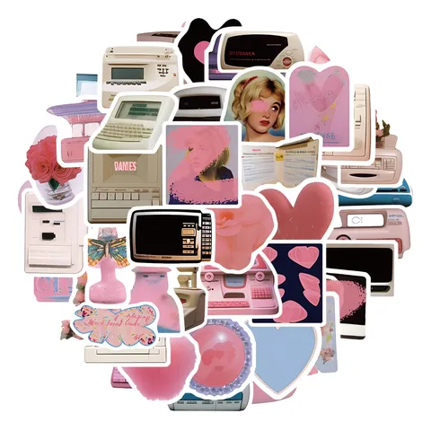 Korean Style Cute Pink Candy Waterproof Stickers Aesthetic Decals For Phone Case Journal Water Bottle Guitar Decoration