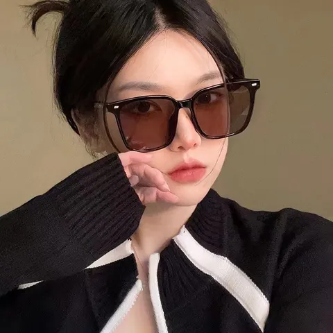 Quadratische Polarisierte Übergroße Sonnenbrille Für Damen Herren UV400 Schutz Trendige Große Rahmen Sunset Blush Getönte Brille Für Fahren Reisen