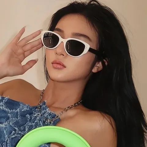 Vintage Cat Eye Sunglasses For Women Retro Narrow Frame UV400 Protection Fashion Square Round Face Sun Glasses Trendy Outdoor Beach Party Eyewear