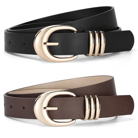 Damen Mode PU Leder Gürtel Vielseitig Casual Jeans Hose Gürtel Mit Gold Schnalle Tägliches Pendeln