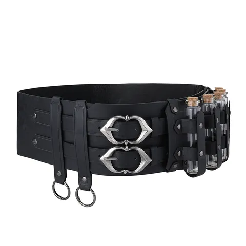 Medieval Knight Retro Wide Belt Viking Cosplay Costume Embossed PU Leather Corset Waist Band For Adults