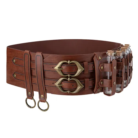 Medieval Knight Retro Wide Belt Viking Cosplay Costume Embossed PU Leather Corset Waist Band For Adults