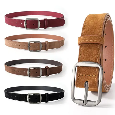 Retro Faux Suede Damen Gürtel Vintage Metall Schnalle Lässiger Bund Für Jeans Tägliche Mode Accessoires