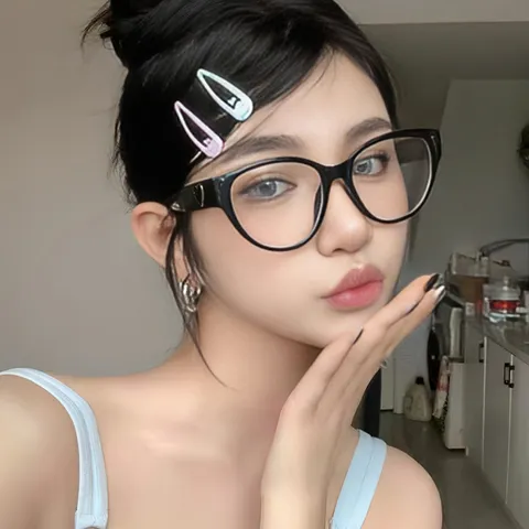Retro Cat Eye Heart Glasses Frame For Women Anti-Blue Light Oversized Square Round Face Slimming Optical Eyeglasses Frame