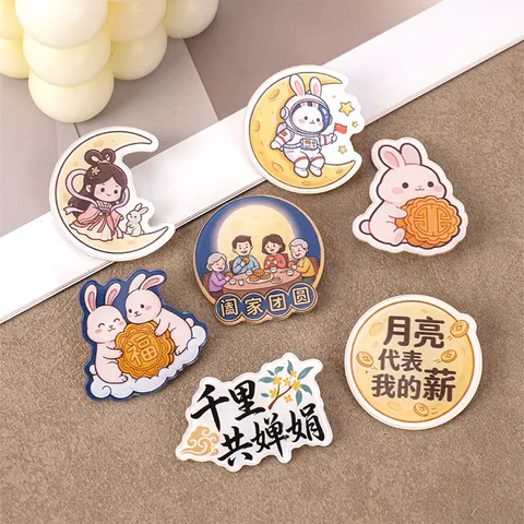 Süße Cartoon Acryl Brosche Pin Kreative Hase Mond Fee Bedruckt Abzeichen Für Kinder Schultasche Kleidung Dekorative Schmuck Geschenk
