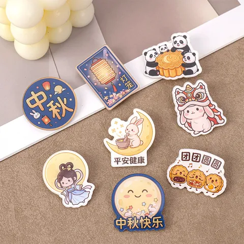 Süße Cartoon Acryl Brosche Pin Kreative Hase Mond Fee Bedruckt Abzeichen Für Kinder Schultasche Kleidung Dekorative Schmuck Geschenk