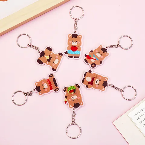 Cute Cartoon Pony Acrylic Keychain Double Sided Print Horse Bag Charm Pendant For Schoolbag Car Key Ring Party Favor Gift