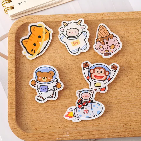 Cute Cartoon Astronaut Acrylic Brooch Space Animal Badge Pin For Bags Clothes Student Rewards Accessories Gifting