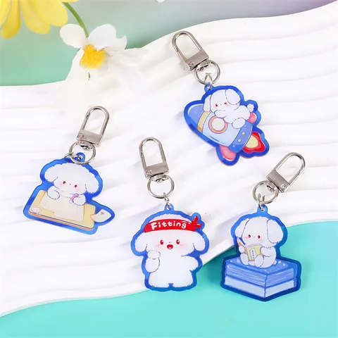 Motivierender Text Acryl Schlüsselanhänger Süßer Cartoon Hund Anhänger Schultasche Zubehör Für Studenten Abschluss Geschenk Erfolg