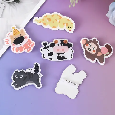 Forest Animal Acrylic Brooch Cute Cartoon Badge Kids Party DIY Lapel Pin Refrigerator Magnet Accessories