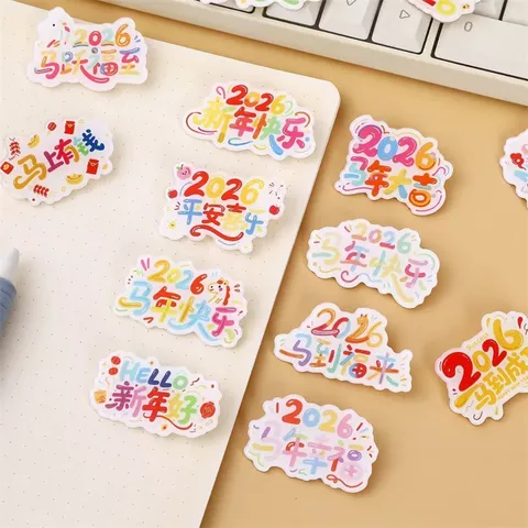 2026 Jahr Des Pferdes Neujahrssegen Acrylbrosche Süßes Cartoon-Abzeichen Für Kinder Belohnungsgeschenk Mehrfarbige Feiertagsnadeln Deko-Accessoires