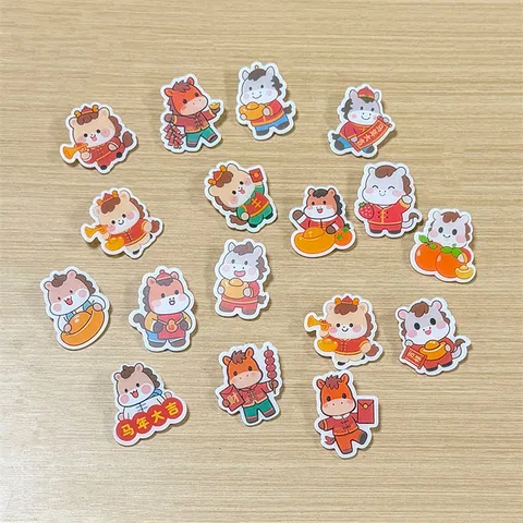 Cartoon Pferd Acryl Brosche Tierkreis Pferd Abzeichen Pin Für Neujahr Geschenk Dekorative Schmuck Zubehör Für Kinder Damen