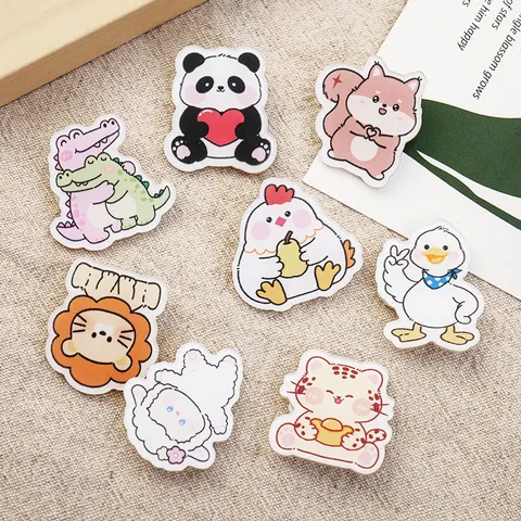 Süße Cartoon Tier Acryl Brosche Anstecknadel Bedruckt Ente Panda Katze Rucksack Abzeichen Zubehör Für Schule Kinder Schmuck