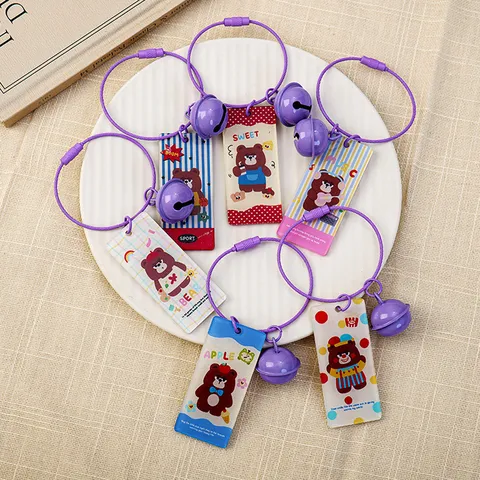Cartoon Cute Bear Acrylic Keychain Wire Loop Tag For Schoolbag Backpack Ornament Women Kids Gift Key Ring