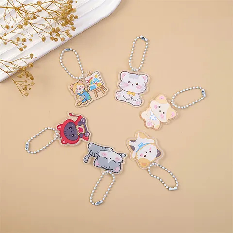 Süße Cartoon Katze Schlüsselanhänger Transparent Acryl Taschenanhänger Kawaii Tier Hängendes Ornament Für Rucksack Schlüssel Geschenk Für Damen Mädchen