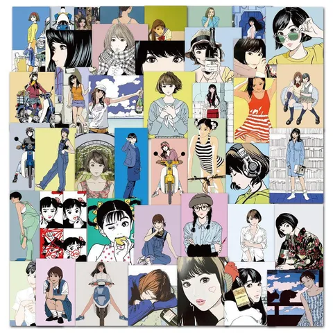 Retro Japanese Style Anime Girl Stickers Waterproof Vinyl Graffiti Decal For Luggage Tablet Laptop Scrapbook DIY Decor