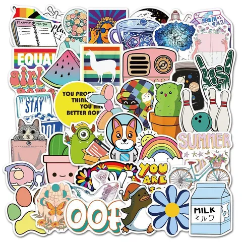 Waterproof Cartoon Graffiti Stickers Vinyl Decals Cute Aesthetic Stickers For Laptop Water Bottle Luggage Skateboard