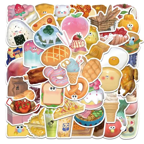 Cute 3D Bakery Food Hand Ledger Stickers Waterproof Decals For iPad Refrigerator Water Bottle Notebook DIY Decoration