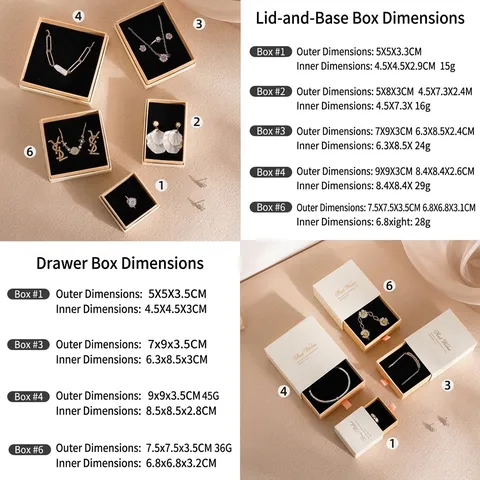 Boîte d'Emballage de Bijoux Cloche et Tiroir pour Collier Bague Boucle d'Oreille Blanc Rose Noir Boîte Cadeau en Papier avec Ruban Sac à Main