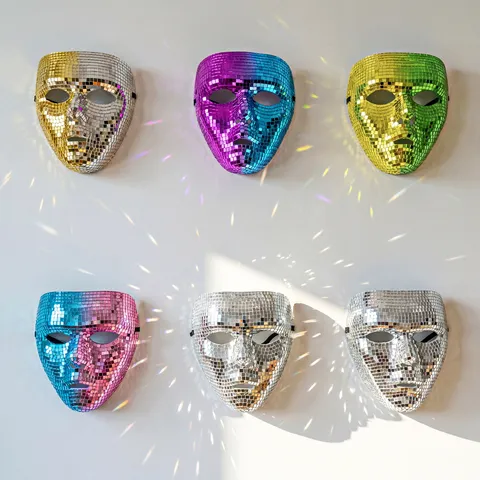 Cyberpunk Mirror Mosaic Disco Mask Reflective Retro Party Masquerade Face Mask Halloween Carnival Cosplay Costume Dress Up Facemask For Men Women