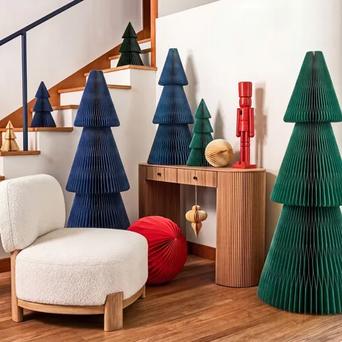 Foldable Honeycomb Paper Christmas Tree Ornaments Nordic Accordion Design Desktop Floor Festive Party Home Window Decor