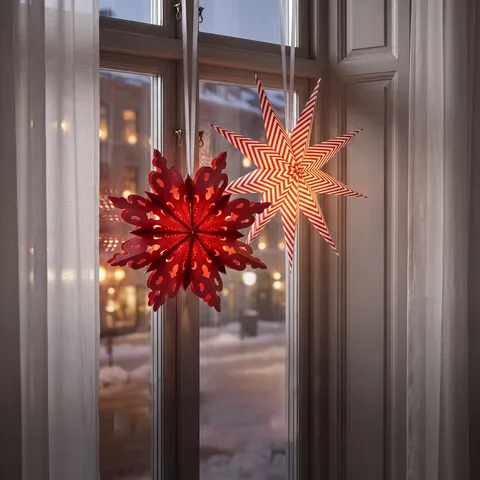 Vintage Papier Hohl Neuneckiger Stern Schneeflocke Laterne Abdeckung Hängedekoration Für Weihnachten Party Zuhause Dekoration Festliche Decke Fenster Layout