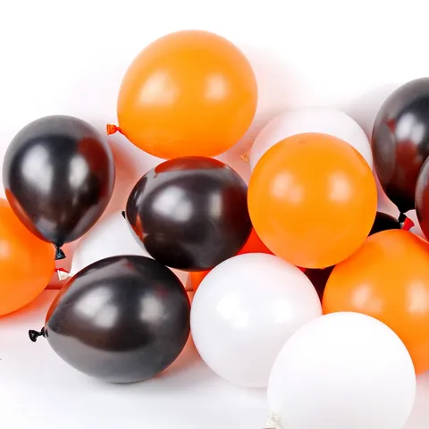 Halloween Latex Balloons Orange Black White Spooky Pumpkin Skull Print Round Balloons For Bar Party Decor