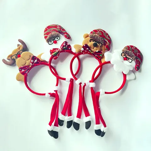 Christmas Headband Cartoon Santa Snowman Elk Bear Hair Hoop Festive Party Hair Accessories Holiday Dress Up Headwear