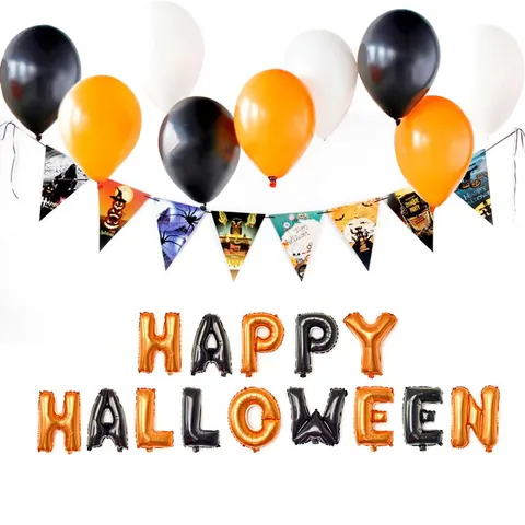 Halloween Decoration Set Theme Party Layout Ghost Aluminum Foil Balloons Banner Party Props Supplies