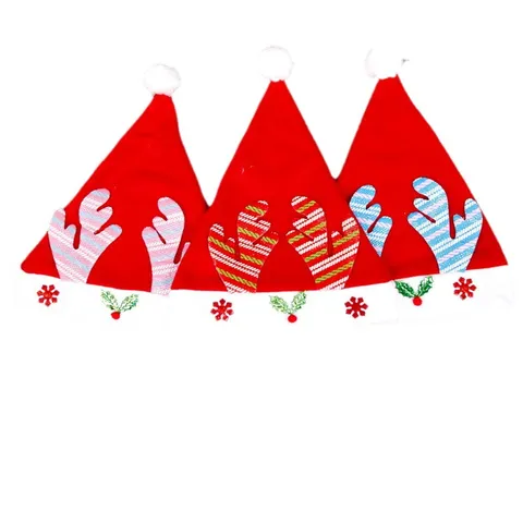 Kerstmuts Kinderen Flanel Gewei Kerstman Muts Cartoon Sneeuwvlok Gestreepte Pluche Pompon Vakantie Feest Decoratie