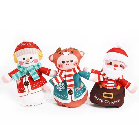 Christmas Gift Bag Cartoon Flannel Apple Candy Storage Pouch Drawstring Holiday Party Decoration Supplies