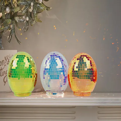 Kreative Osterei Dekoration Disco Glas Spiegel Ball Ei Form Desktop Ornament Handgefertigte Mosaik Licht Atmosphäre Feiertags Geschenk Tisch Akzente