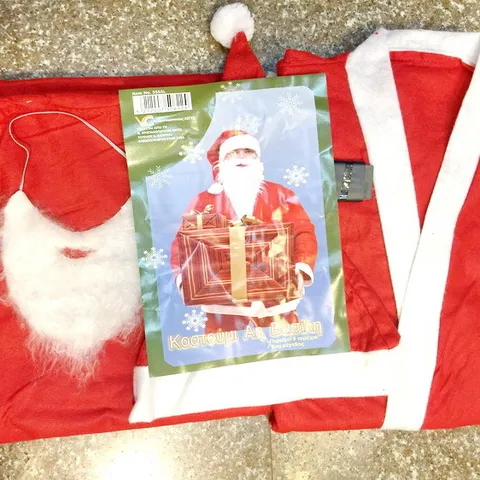 Santa Claus Jacket Pants Hat Belt And Beard Outfit Christmas Festive Suit For Men And Kids Party Dress Up