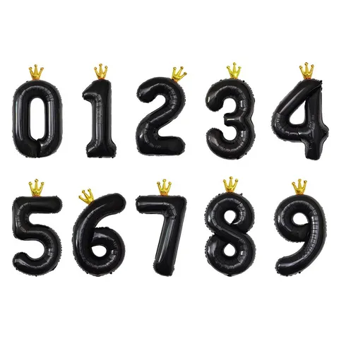 Giant Crown Foil Number Balloons Large Aluminum Film Number Balloons For Birthday Anniversary Wedding Party Decorations