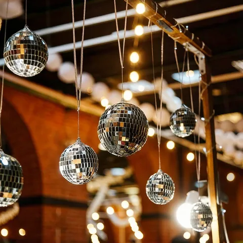 Disco Mirror Ball Glass Reflective Laser Decorative Ball For Christmas Party Bar Wedding Stage Decor Hanging Ornament