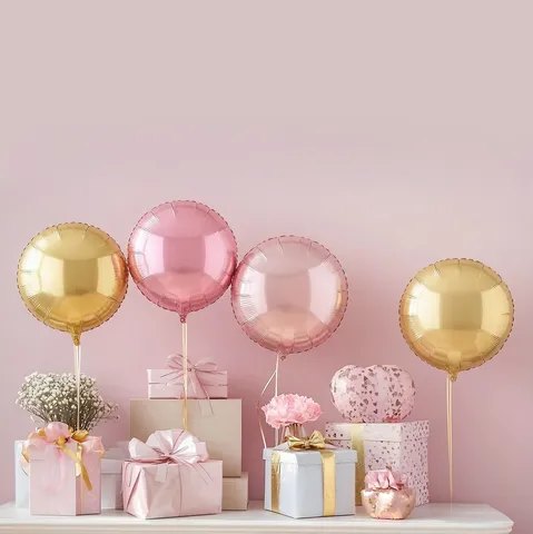 Large Round Aluminum Foil Balloon Plain Metallic Mylar Balloon For Birthday Wedding Holiday Party Event Decoration