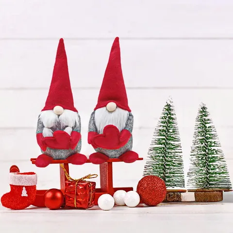 Scandinavian Christmas Gnome Plush Doll Faceless Santa Ornaments For Holiday Home Decor Party Tabletop Decorations Gift Stuffed Elf