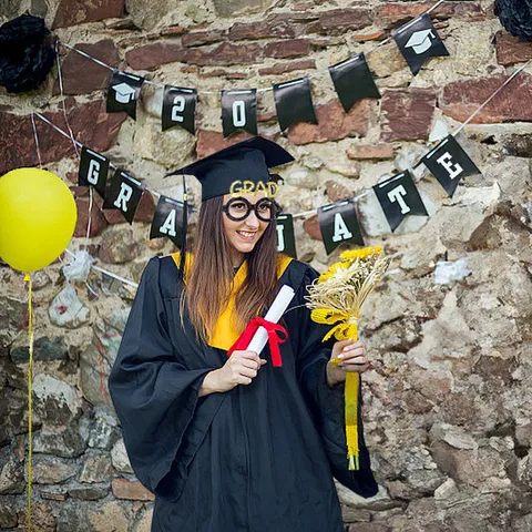 Zwart Goud Afstuderen Feest Decoratie Bril Grappig Doctoraal Hoed Letters Glitter Kostuum Bril Foto Requisites Cadeau