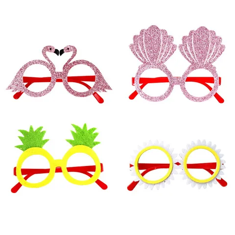 Tropical Hawaii Party Glasses Flamingo Pineapple Sunflower Shell Funny Eyewear Beach Party Decorations Photography Props For Kids Adults