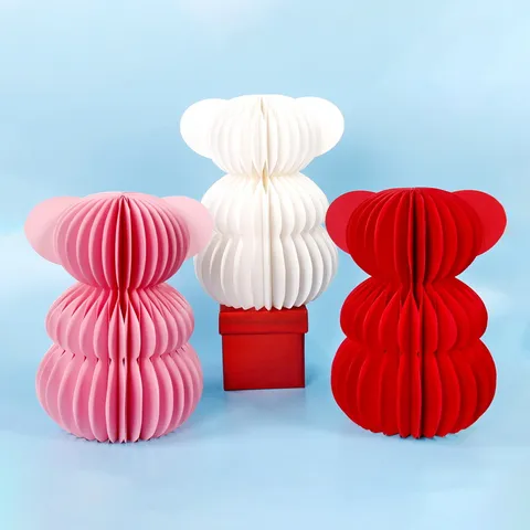 Bear Honeycomb Centerpiece 3D Paper Table Decoration For Birthday Party Wedding Baby Shower Home Desk Decor