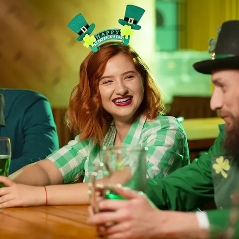 Diadema de Trébol Verde del Día de San Patricio Gafas de Brillo del Festival de la Cerveza Irlandesa Accesorios de Disfraces para Hombres Mujeres Niños