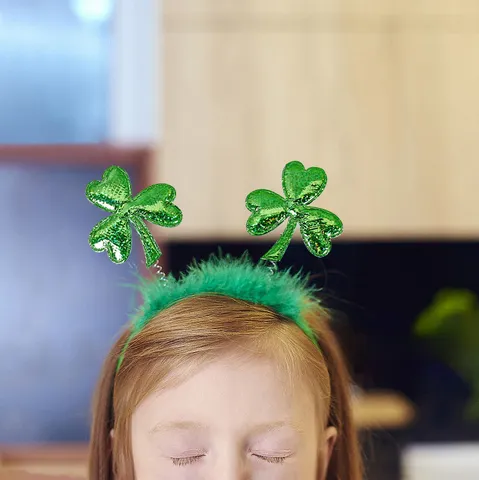 Diadema de Trébol Verde del Día de San Patricio Gafas de Brillo del Festival de la Cerveza Irlandesa Accesorios de Disfraces para Hombres Mujeres Niños