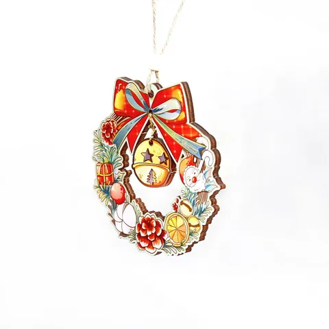 Cartoon Wooden Christmas Ornaments Hollow Laser Cut Wood Crafts Santa Claus Snowman Reindeer Hanging Pendant Home Party Tree Decorations