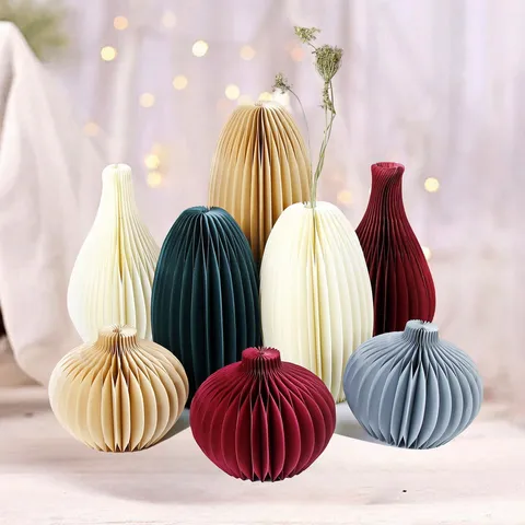 Moderne Minimalistische Papier Waben Vase Kreative Kunst Faltbare Blumenvase Einfarbig Desktop Dekorative Ornament Für Hochzeit Geburtstag Weihnachten Home Tisch Deko